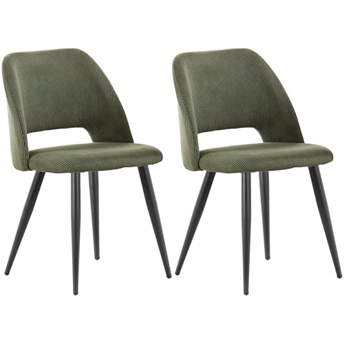 ANVOFONG Juego de 2 sillas de comedor, silla de cocina con patas independientes, silla tapizada de pana, sillón verde, para comedor, salón, cocina, dormitorio y sala de recepción