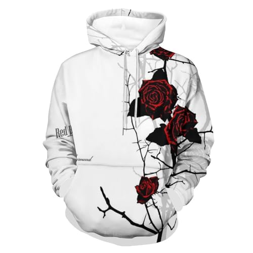 Hoodie Roses Unisexe - Sweat à Capuche Manche Longue Noir Taille S pour Homme et Femme