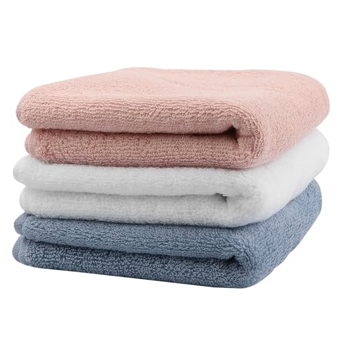 INFICRIME Hand Towels 3 Pack, 100% Cotton Towels, 13x29 Inches, Ultra Soft and Highly Absorbent Face Towels for Bathroom, Gym, Shower, Hotel, Spa & Kitchen, 3 Colors