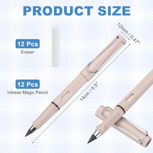 MECCANIXITY 12 lápices sin tinta con borrador color rosa miniatura 2