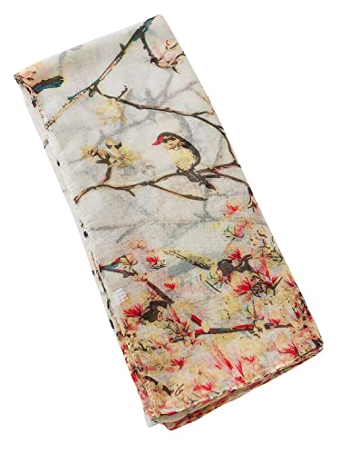 Gerinly Lightweight Scarves And Wraps Birds Florals Scarf For Women Christmas Gift Cardinal Accessories (Beige) #TOP7