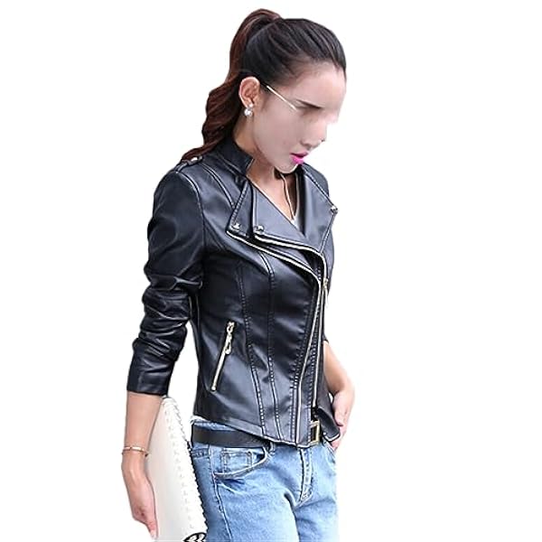 Adhdyuud Vrouwen Pu Faux Lederen Jassen Jas Herfst Lange Mouw Rits Slanke Zwarte Motor Biker Uitloper Tops