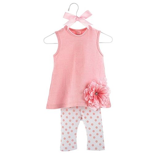 Mud Pie Baby Buds Flower Cotton Tunic and Leggings Set, Pink, 0-6 Months