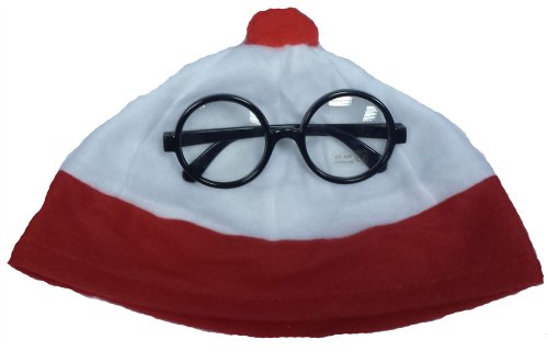 Accesorios para disfraz, gorro blanco y rojo y gafasDisfraz