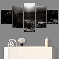 SIGNWIN 5 Panel Canvas Wall Art Duotone Forest for Home Decorations Ready to Hang - 60