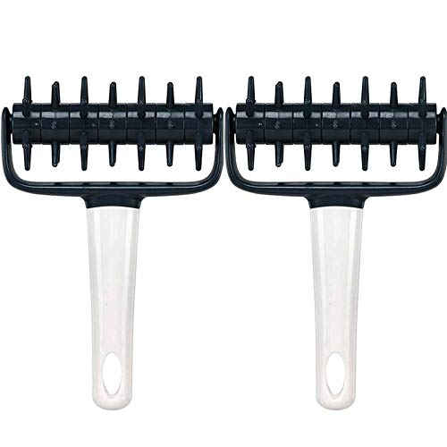 IUASZZ 2 Packs Pizza Needle Roller Dough Puncher Plastic Bread Pin Docker White with Sturdy Handle for Making Crust Cookies Biscuit Decoration Homemade Cooking Tool 47X7X2in