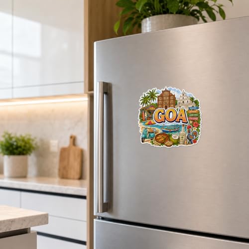 Image of Zesta Wooden Fridge Magnets Set | Refrigerator Decor Magnets for Kitchen | India Souvenir Fridge Magnet Collection | Wooden Magnet for Fridge Door Decoration (Goa)