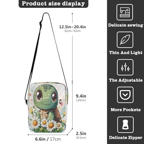 Crossbody Bag Cute Sea Turtles Daisy Messenger Bag for Women Men Purse Shoulder Bag Satchel Bag with Adjustable Strap 214B89103