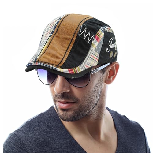 Image of M MOACC Men Beret Hat Cotton Adjustable Newsboy Hats Cabbie Gatsby Cap Driving Flat Caps