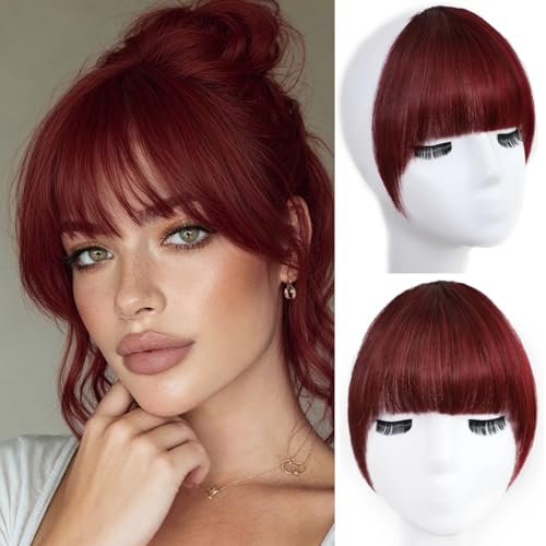 XIXISNOW Burgundy Clip in Bangs