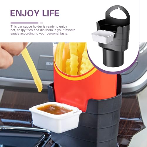 Porta papas fritas para carro con soporte para salsas negro miniatura 6