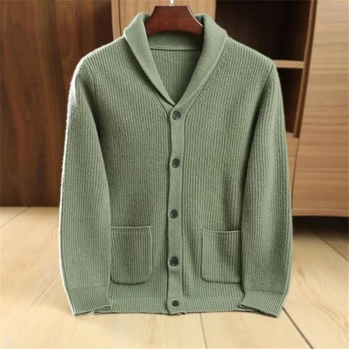 Men's British Knit Blazer Premium Double-Weave Wool Cardigan with Convertible Collar Full-Button Front Closure2