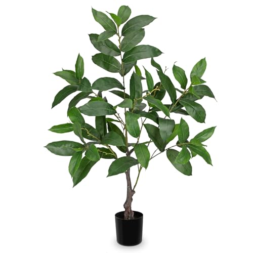 Briful Fake Plants 36.6'' Tall Artificial Plants Indoor Decor, Faux Bay Laurel Trees in Black Pot...