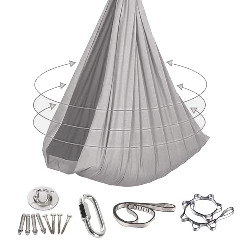 Indoor-Hängematte, ultraleichte tragbare Schaukel Outdoor, geeignet für Schlafzimmer, Balkone, Innenhöfe oder Camping, komplett mit allem Zubehör(Grau)