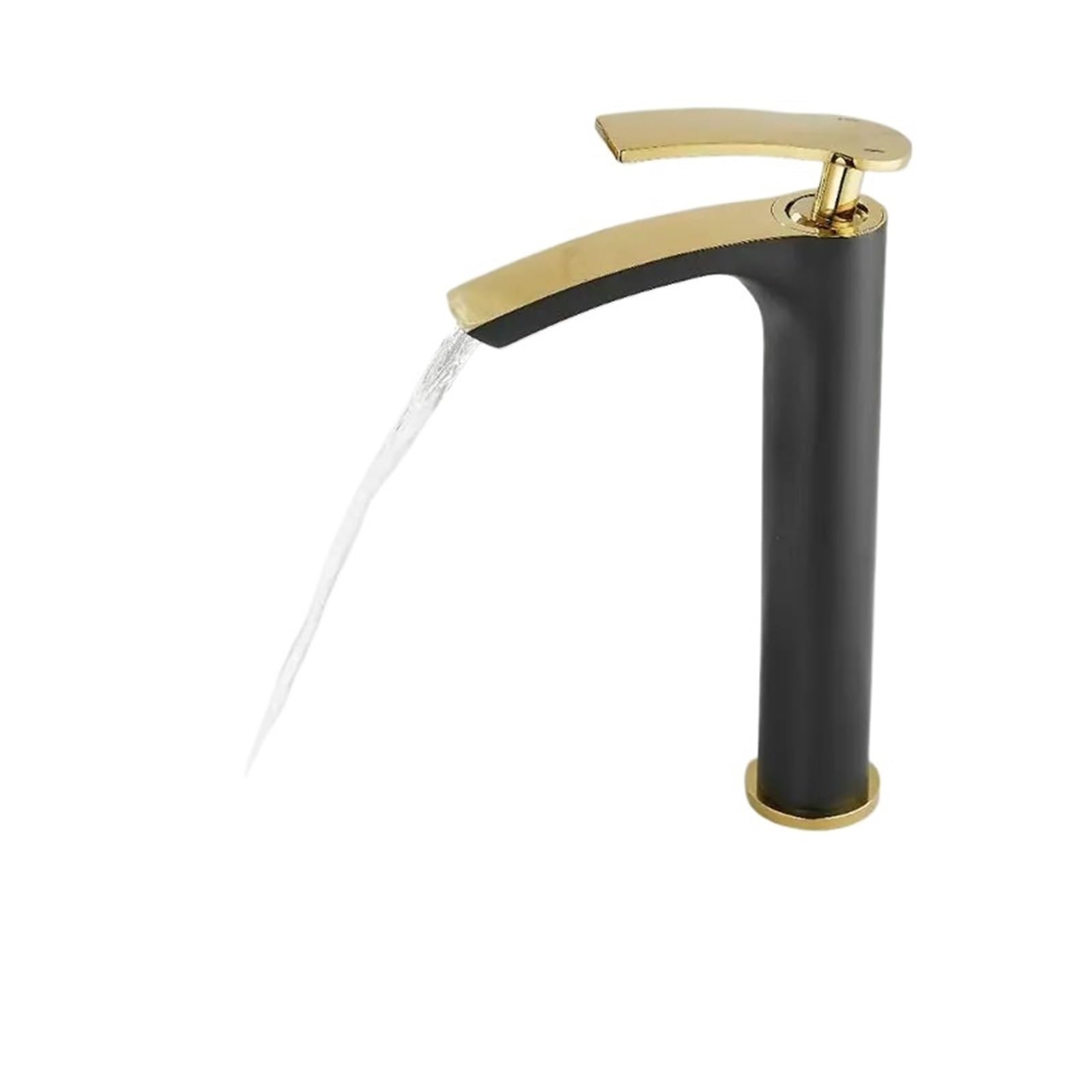 Gqnblvhzupdm Black Gold High Kitchen Faucets, Basin Faucet Brass Mixer Hot Cold Tap, White/Chrome/Black/Gold Bathroom Waterfall Faucets(Black Gold High)