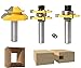 Produktbild 45 Grad Lock Mitre Router Bit, APLUS Holzfräser, Nutfräser + 1/2 12,7 mm Schaft Zungenschaft und Nutfräse Set 3 Zähne in T-Form Cutter aus Holz für Holzarbeiten (1/2 inch - 12,7 mm)
