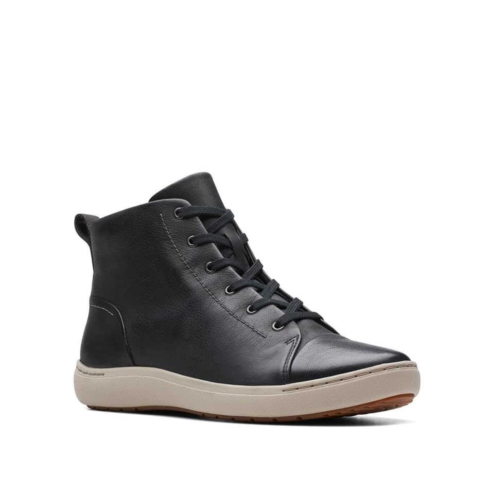 Clarks Unisex Nalle Vine Sneaker, Black Leat, 0 US Women