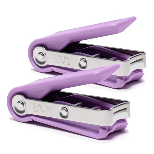 Image of EDJY Fingernail Cutter - Precision Stainless Steel Nail Cutter for Fingernails | Sharp Blade, Ergonomic Design, Durable & Rust-Resistant | Ideal for Men and Women | Lilac | 2-Pack