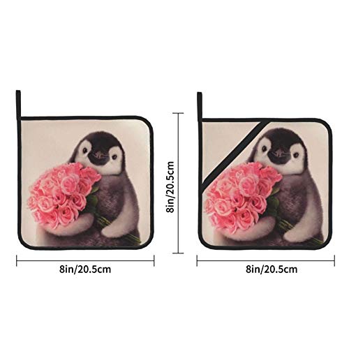 Flower Penguins Pot Holders With Pocket For Kitchen Heat Resistant Oven Hot Pads Potholders For Cooking Baking Grilling Microwave Insulation Dish Drying Mat #TOP3