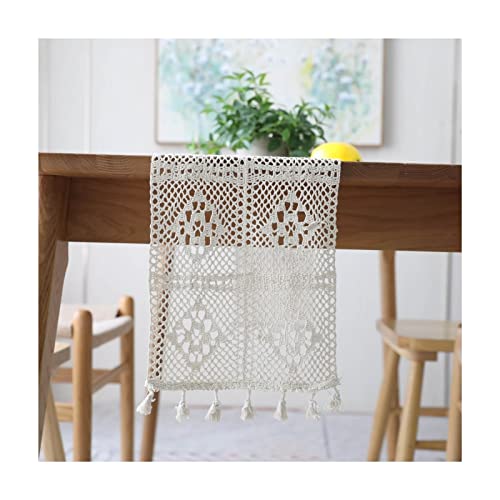 Hoisy Chemin De Table Cinema, Chemin De Table Noël Blanc Coton Lin Évider Les Fleurs en Dentelle 55"X 10" Cover