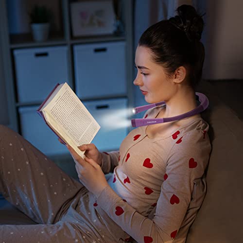 Glocusent Led Neck Reading Light, Book Light For Reading In Bed, 3 Colors, 6 Brightness Levels, Bendable Arms, Rechargeable, Long Lasting, Perfect For Reading, Knitting, Camping, Repairing #TOP4