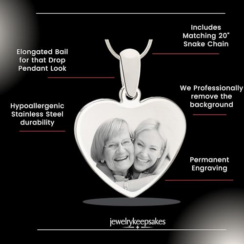 Personalized Picture Engraved Heart Pendant with 20" Chain2