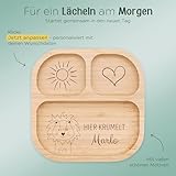 wunderwunsch - Personalisierter Baby Teller mit Saugnapf - Praktisches Kleinkind Zubehör mit Namen - Kinder Teller Rutschfest - Personalisierte Geschenke Geburt