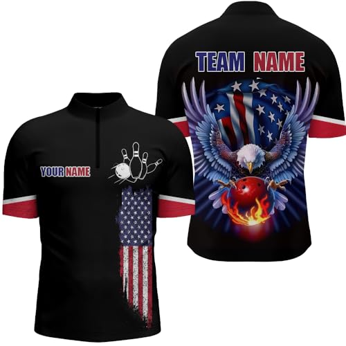 Eagle Bowling Shirt for Men & Women Custom American Bowling Team Jersey Unisex Polo & Quarter-Zip Bowler Gifts3