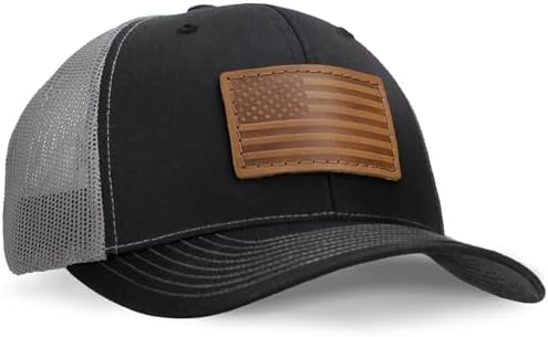 Leather Patch Hat for Men - Richardson 112 Trucker Hat w/Full-Gra...