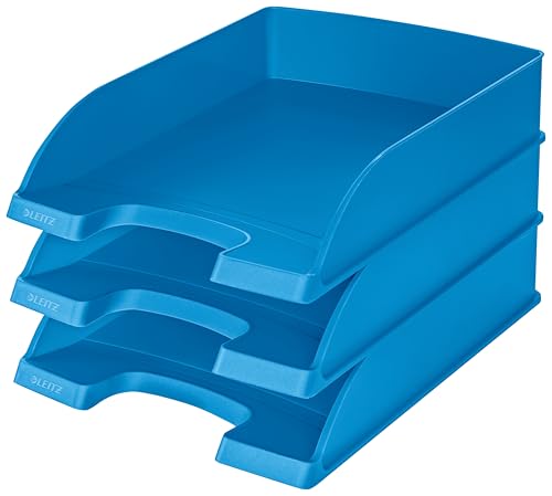 Leitz Briefkorb Standard A4, 5er Pack, Briefablage in Premium-Qualität, Stapelbare Ablagefächer als Schreibtisch-Organizer, Kombinierbar mit Plus-Serie, Hellblau, 52270030
