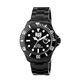 BxH 04 by Bounty Hunter analogue quartz watch features a black plated stainless steel case and bracelet