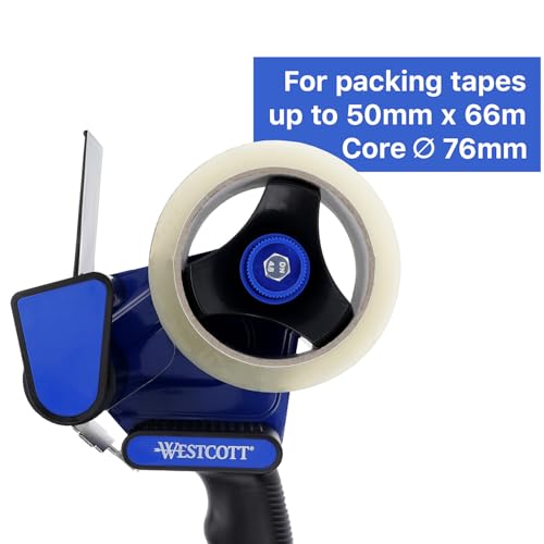 Westcott Dozownik taśmy do pakowania | Dozownik do taśmy paczkowej 50 mm x 66 m | Pistolet do taśmy z ergonomicznym uchwytem | E-730402 00