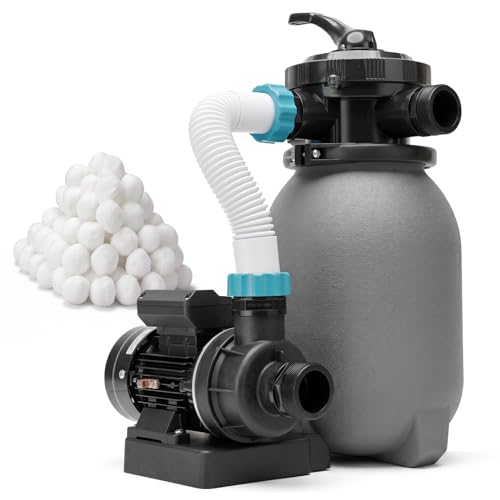 Image of XtremepowerUS 10 inch Sand Filter Pump System for Above Ground Swimming Pool Multi-Port Valve Swimming Pool Filter With Filter Ball Included, Enhanced Circulation and Filtration