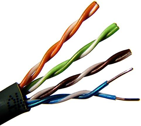 200ft Black Direct Burial Underground CAT5e Cable Gel Coated for Moisture and Soil Acidity Tolerance with NO RJ45 Fittings Attached