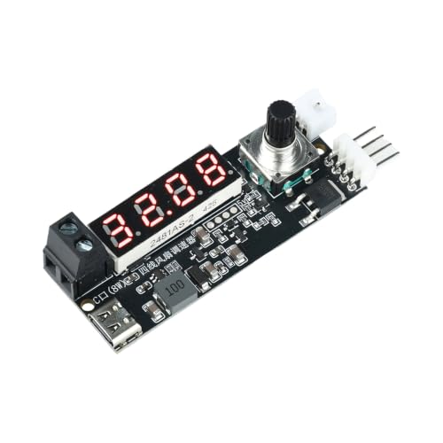 XEGZLH Fan Speed Controller Module DC5V/12V with 4 Pin Output, Digital Display, Rotary Knob, Type C Power, 12V Inp