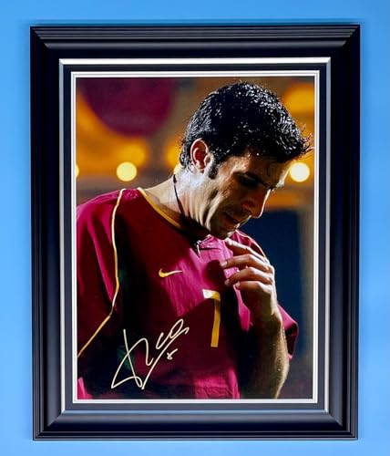Luis Figo Signed Photo In Luxury Handmade Wooden Frame & AFTAL Member Certificate Of Authenticity Portugal Poster Football Soccer Memorabilia Autograph