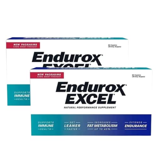 Endurox Pacific Health Excel Natural Performance Supplement, Increases Metabolism & Builds Endurance with Ciwujia (Ginseng) Root - 60 Caps (Pack of 2)