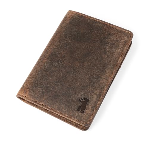 Berliner Bags Vintage Kartenetui Porto, Geldbörse aus Leder mit TÜV-geprüftem RFID-Schutz, Geldbeutel mit Geschenkbox, für Damen und Herren - Braun