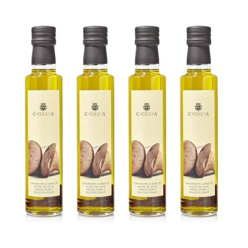 Condimento de Aceite de Oliva Virgen Extra con Boletus Edulis La Chinata - Sabor Intenso y Gourmet - Ideal para Pasta, Arroces y Carnes - 250 ml (Pack 4)