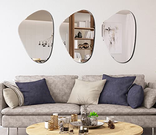 Lyldacer Yanliff Irregular Mirror Wall Decor.modern Frameless Asymmetric Decorating Mirror For Wall(13.4X20Inches).Silver Beveled Decorative Mirror. #TOP3