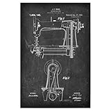 artboxONE Poster 30x20 cm Schwarzweiß Antike Nähmaschine (Tafel)   Bild Blaupause antike nähmaschine Blaupause