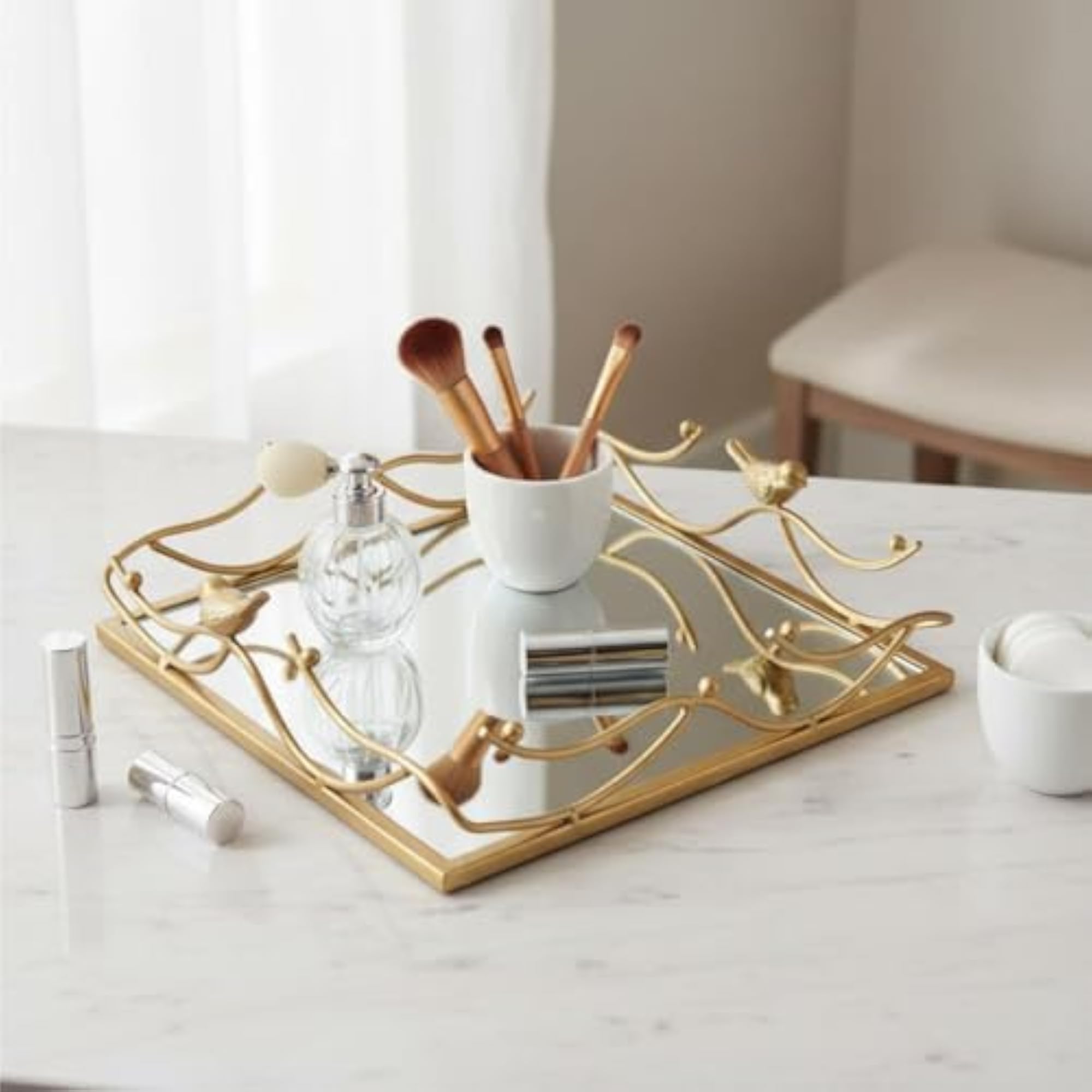Nordic Design Gold Bird Decorative Tray for Perfume