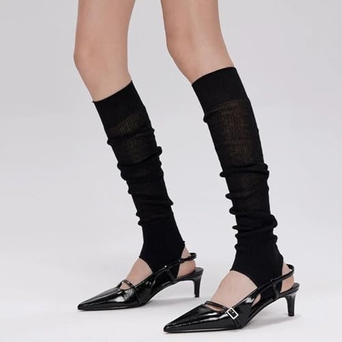 Women Knitted Stirrup Leg Warmers Thin Thigh High Socks Stacked Socks Ballet Pile Up Sock3