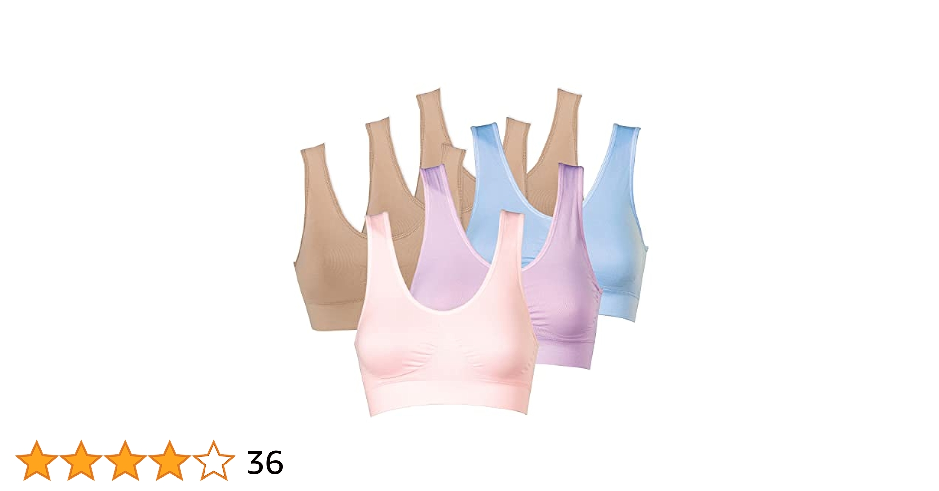 Genie Bra Womens 6 Pack - Wireless Bra for Women, Solid