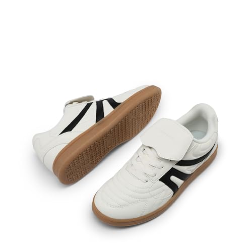DREAM PAIRS Women's Tennis Sneakers Walking Casual Lace-Up Footwear Comfortable Trendy Fold-Over Design Fashion Sneakers Shoes,Size 9,White,DWUMFN2547