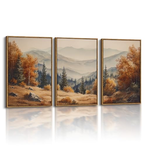 InSimSea Oversized Vintage Fall Art Decor, Landscape Picture, 3Pcs,16x24in