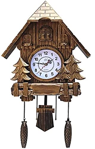Reloj de Cuco de Madera Hecho a Mano, Reloj de Pared de la Selva Negra, carillón de Cuco con Movimiento de Cuarzo con Pilas, decoración de Arte para el hogar
