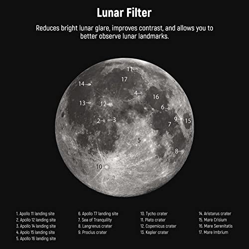 Image of NEEWER Lunar Filter Kit with 3 ND Lunar Filters (ND0.9 ND0.6 ND0.3), Lunar Starglow Filter, Moon Map, Cleaning Cloth for Moon Viewing Lunar Observation, Compatible with 1.25 inch Telescope Eyepiece, FL-25