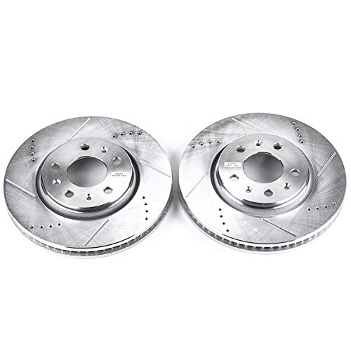 Image of PowerStop Evolution Front Brake Rotors for Cadillac Seville 2003-04 | Cadillac STS 2005-08 - Drilled & Slotted Performance Disc Rotors Upgrade, AR82103XPR