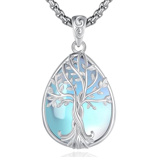 Eudora Harmony Ball Collar Árbol De La Vida Y Piedra De Luna Para Mujer Plata De Ley 925, Colgante Árbol De La Vida Joyería Original Regalo Para Mujer Madre Mama Esposa Abuela, 18 20 Eudora Harmony Ball Collar Árbol De La Vida Y Piedra De Luna Para Mujer Plata De Ley 925, Colgante Árbol De La Vida Joyería Original Regalo Para Mujer Madre Mama Esposa Abuela, 18 20